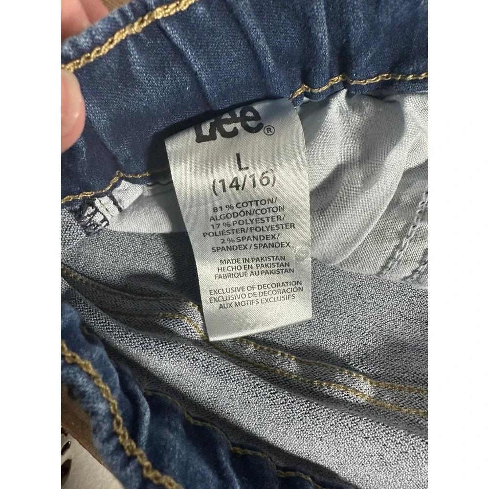 LEE Girls Slip On Jeans Size Large (14/16) Dark‎ Blue